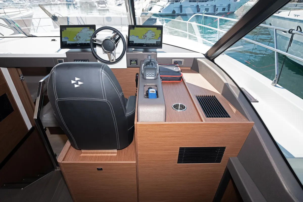Salon of M-Key, a Prestige M48 catamaran at Dubrovnik, Croatia