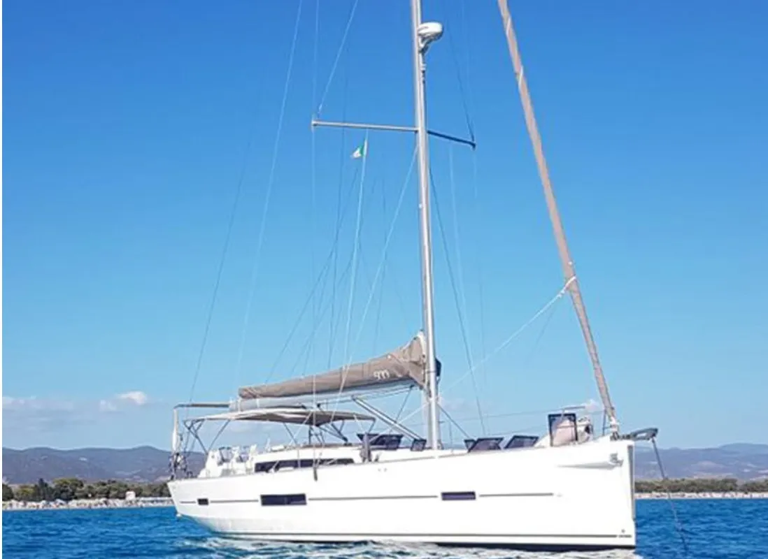 Exterior view of Maestro S, a Dufour 500 Grand Large sailboat at Fethiye, Turkey