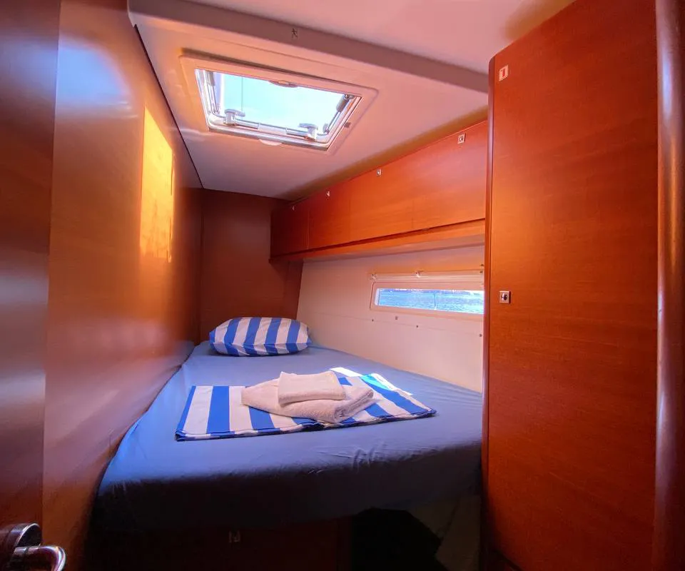 Cabin on Maestro S, a Dufour 500 Grand Large sailboat at Fethiye, Turkey