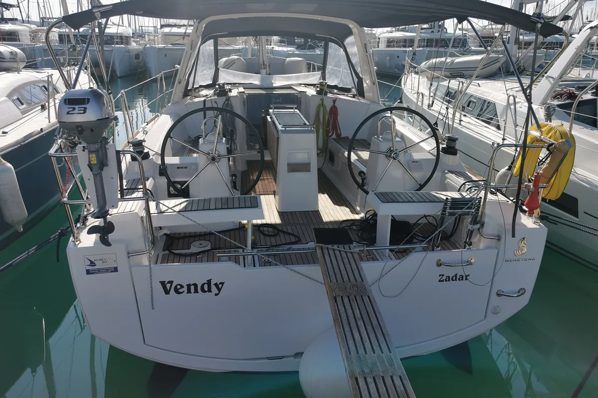 Cockpit of Vendy, a Beneteau Oceanis 35 sailboat at Sukošan, Croatia