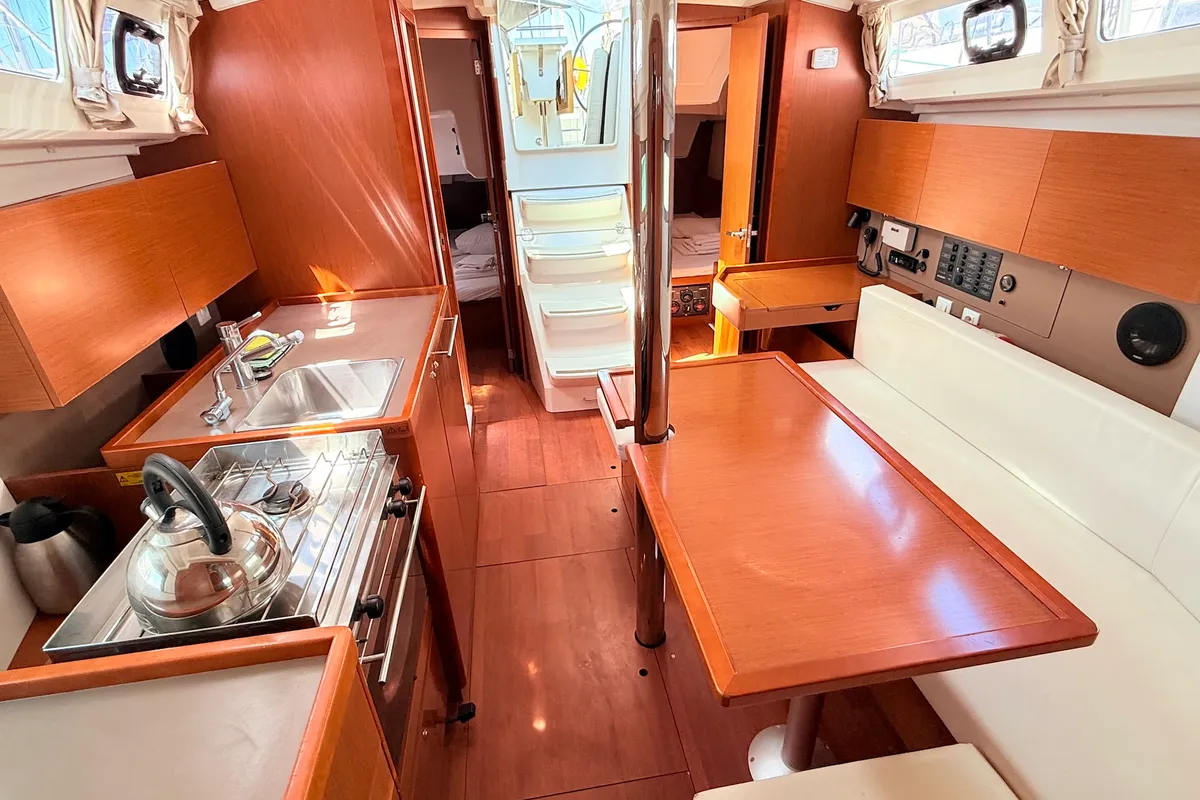 Salon of Vendy, a Beneteau Oceanis 35 sailboat at Sukošan, Croatia