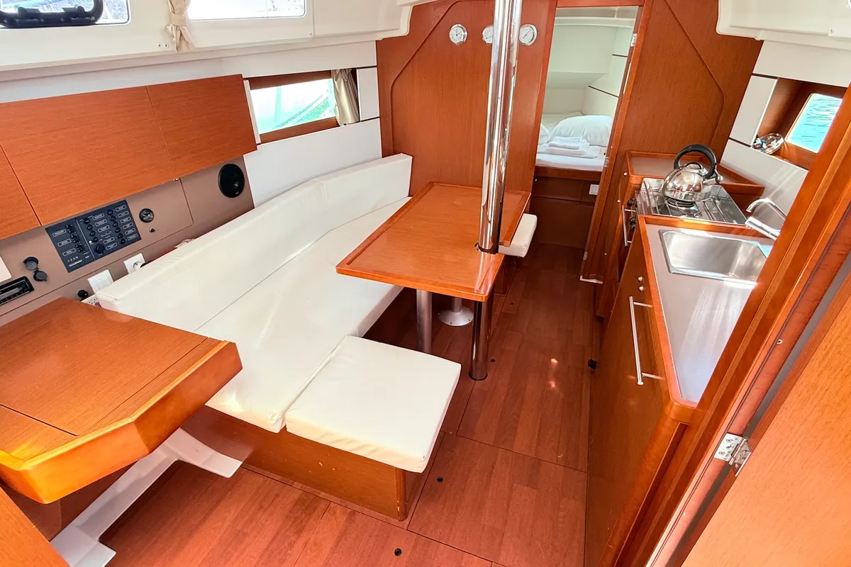 Salon of Vendy, a Beneteau Oceanis 35 sailboat at Sukošan, Croatia