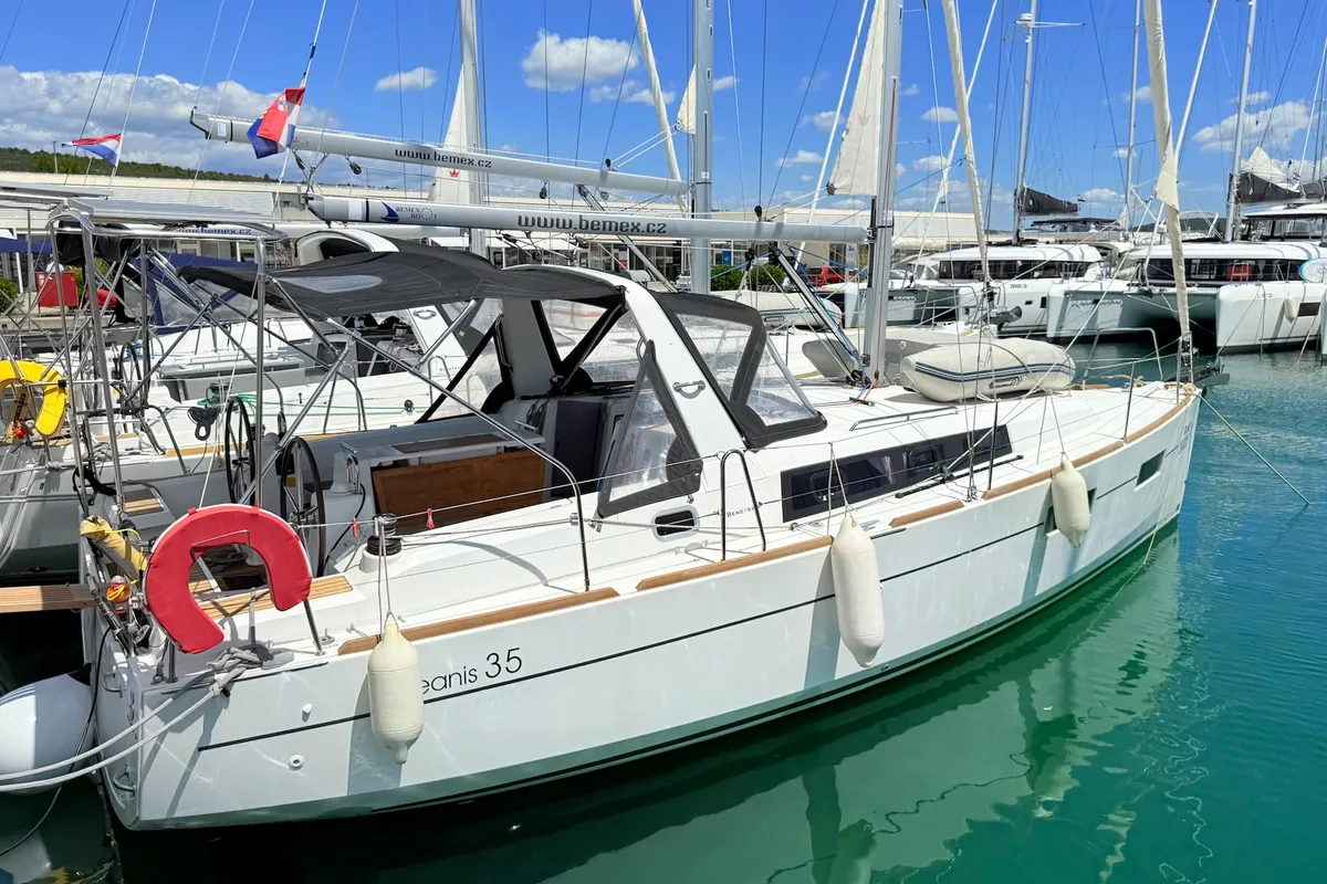 Exterior view of Vendy, a Beneteau Oceanis 35 sailboat at Sukošan, Croatia