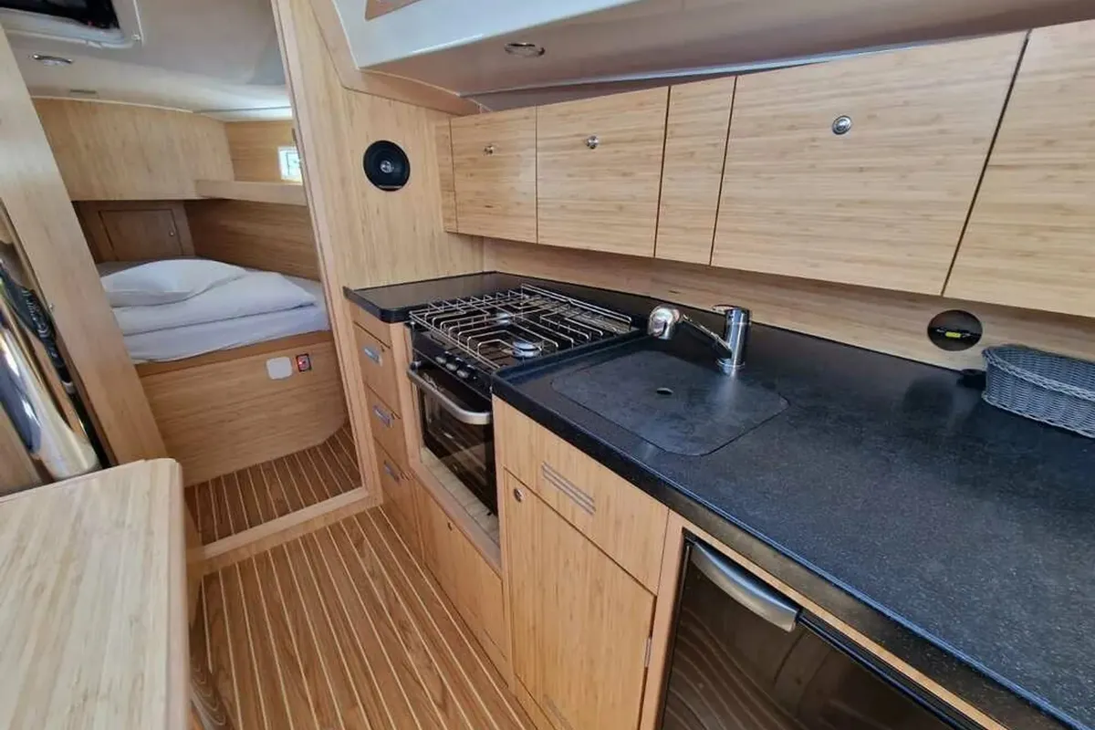 Galley of NN1, a Scandinavia 35 sailboat at Grad Biograd na Moru, Croatia