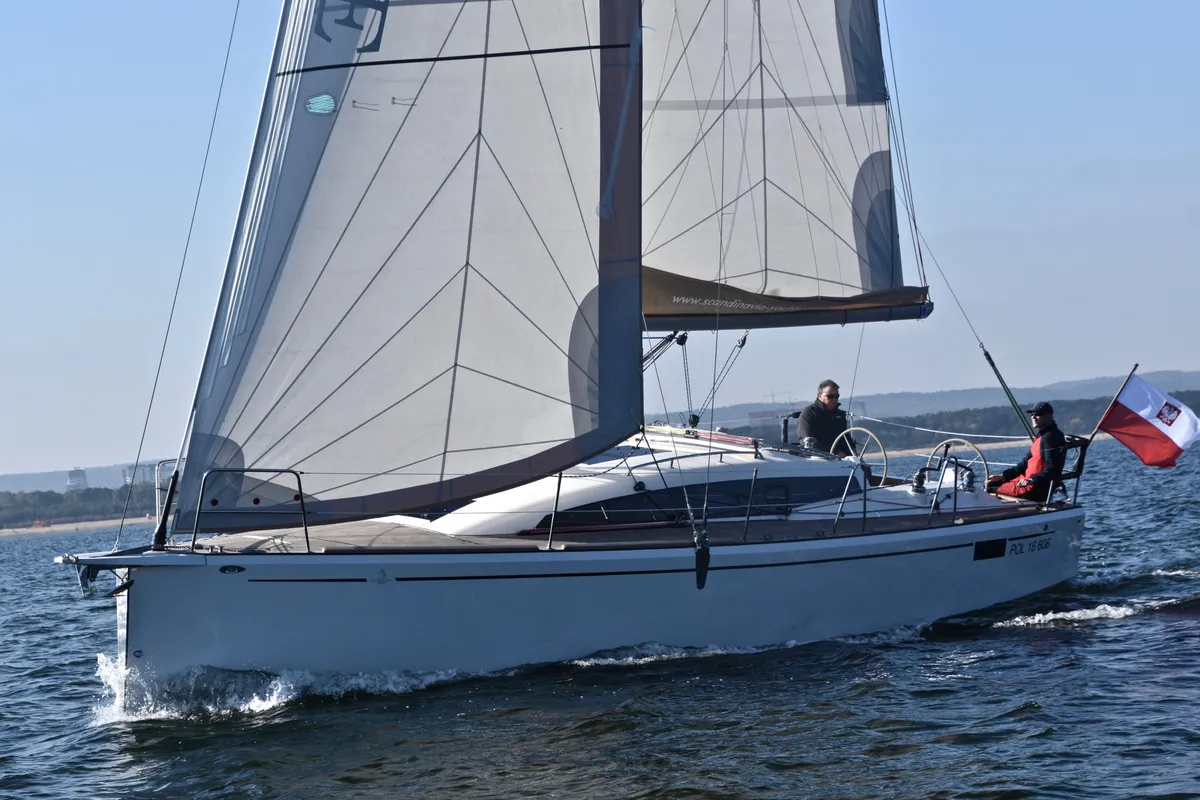 Exterior view of NN1, a Scandinavia 35 sailboat at Grad Biograd na Moru, Croatia