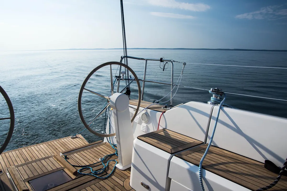Cockpit of NN1, a Scandinavia 35 sailboat at Grad Biograd na Moru, Croatia