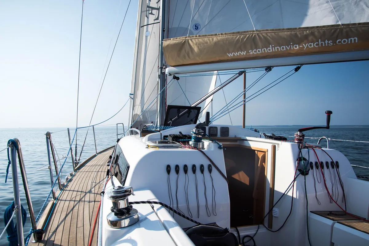 Deck of NN1, a Scandinavia 35 sailboat at Grad Biograd na Moru, Croatia