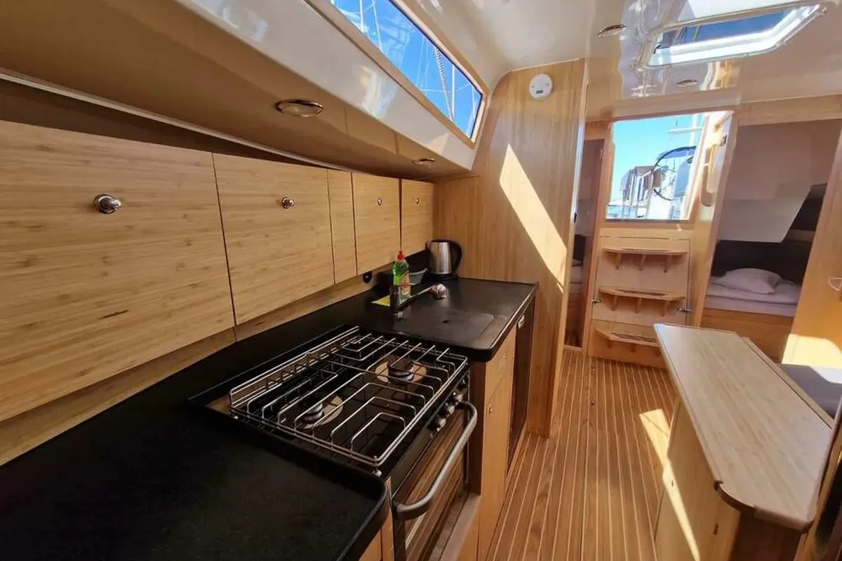 Galley of NN1, a Scandinavia 35 sailboat at Grad Biograd na Moru, Croatia