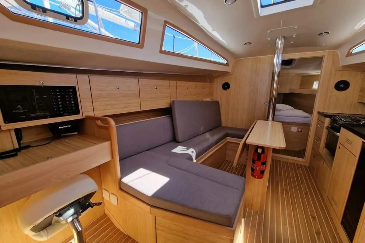 Salon of NN1, a Scandinavia 35 sailboat at Grad Biograd na Moru, Croatia