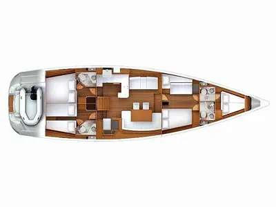 Floor plan of Jeanneau 57, a sailboat at Athens, Greece