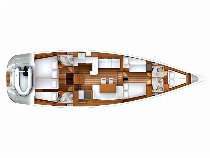 Floor plan of Jeanneau 57, a sailboat at Athens, Greece