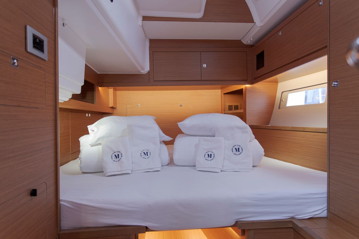 Cabin on Astrid, a Dufour 530 sailboat at Preveza, Greece
