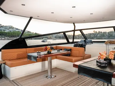 Deck of Phantom, a Gulet Motoryacht motor yacht at Bodrum, Turkey