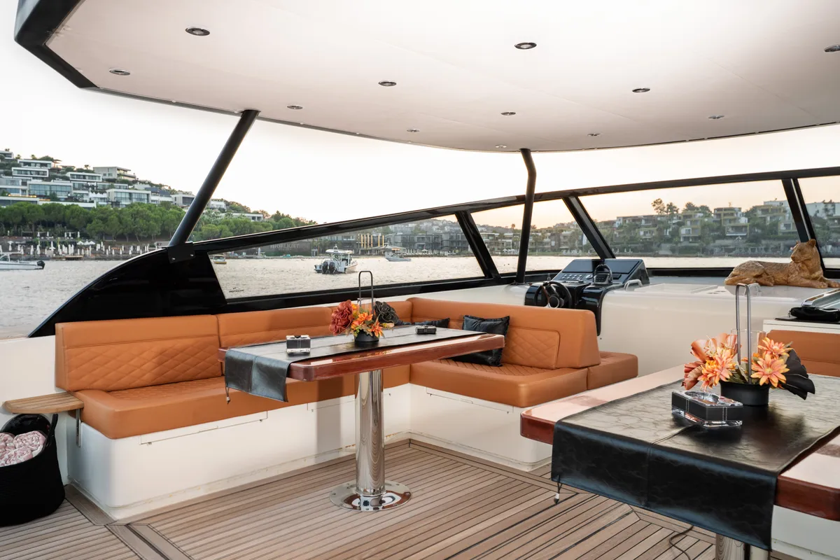 Deck of Phantom, a Gulet Motoryacht motor yacht at Bodrum, Turkey