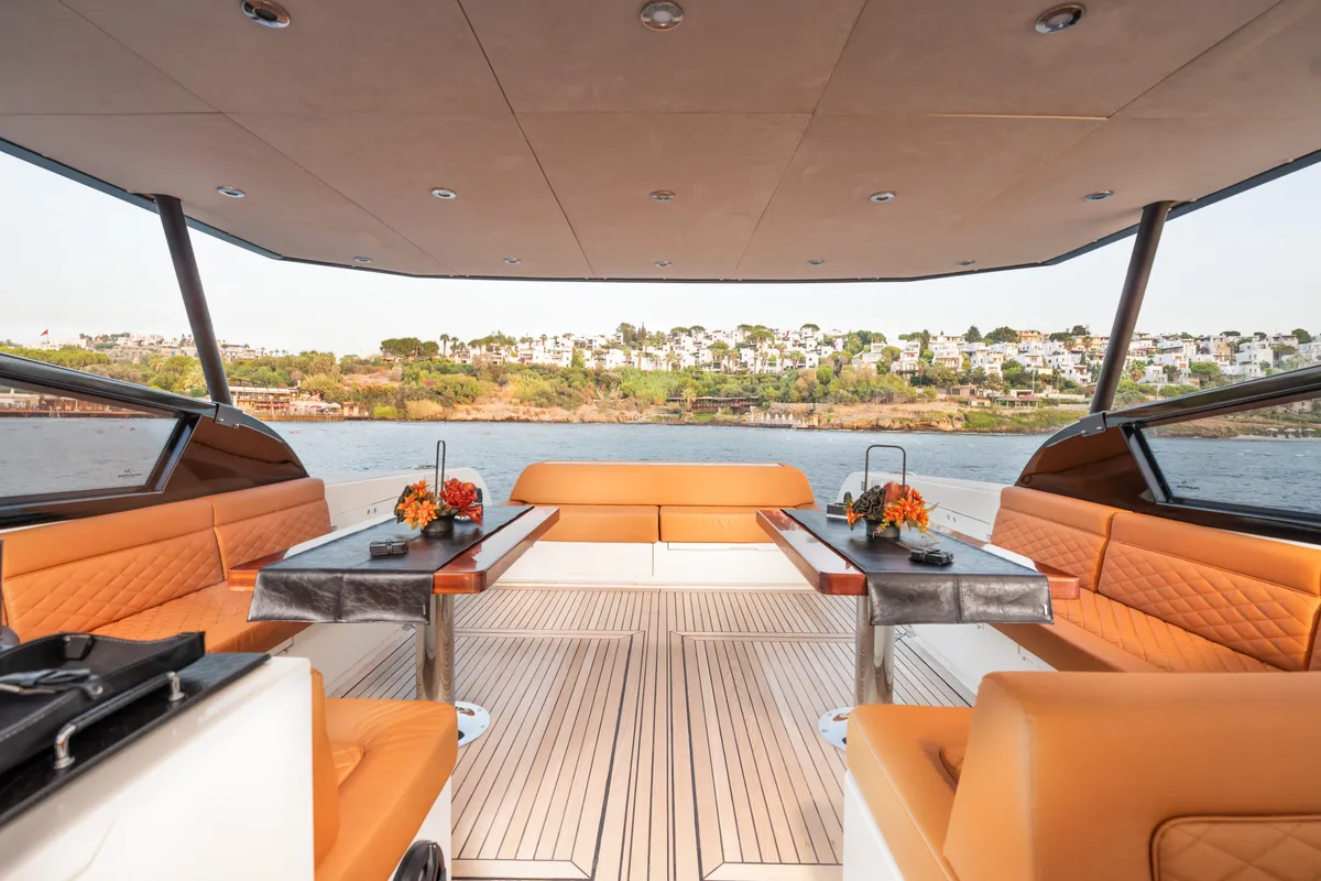 Deck of Phantom, a Gulet Motoryacht motor yacht at Bodrum, Turkey