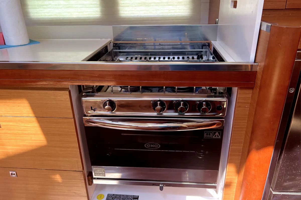 Galley of Esra, a Dufour 460 GL sailboat at Grad Kaštela, Croatia