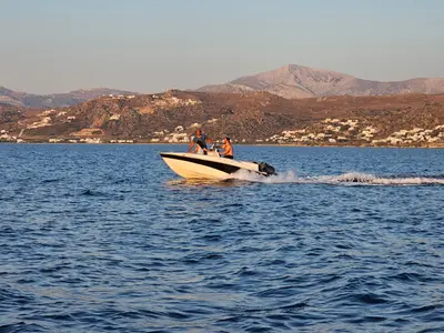 Milos IV, a Compass 150 motorboat at Naxos, Greece