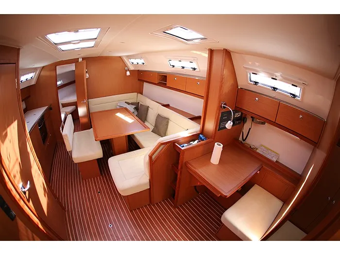 Salon of Eurybia, a Bavaria Cruiser 40 sailboat at Loutraki, Greece
