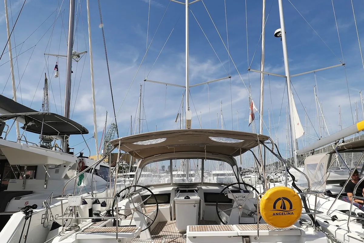 Cockpit of My Course, a Beneteau Oceanis 46.1 sailboat at Grad Trogir, Croatia