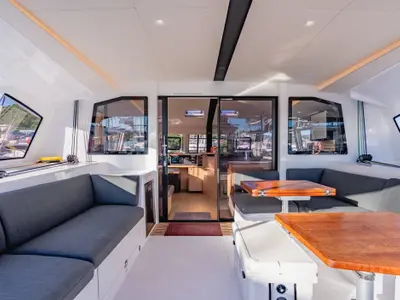 Salon of SempreVerde, a Nautitech 44 Open catamaran at Road Town, British Virgin Islands