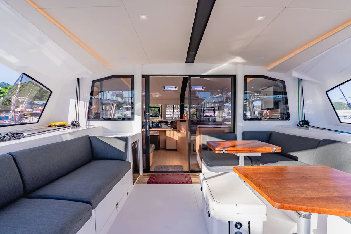 Salon of SempreVerde, a Nautitech 44 Open catamaran at Road Town, British Virgin Islands