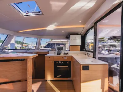 Galley of SempreVerde, a Nautitech 44 Open catamaran at Road Town, British Virgin Islands