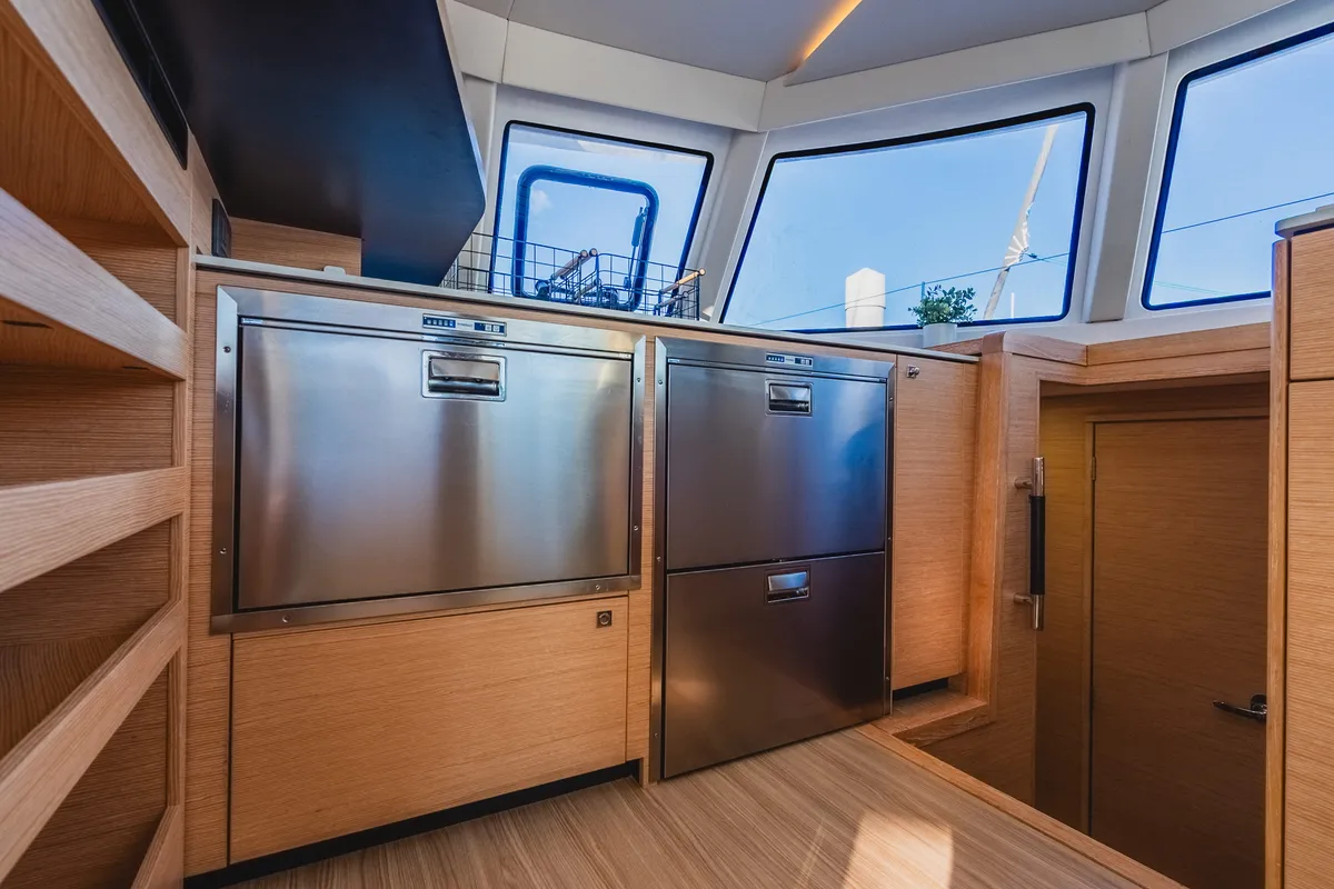 Galley of SempreVerde, a Nautitech 44 Open catamaran at Road Town, British Virgin Islands