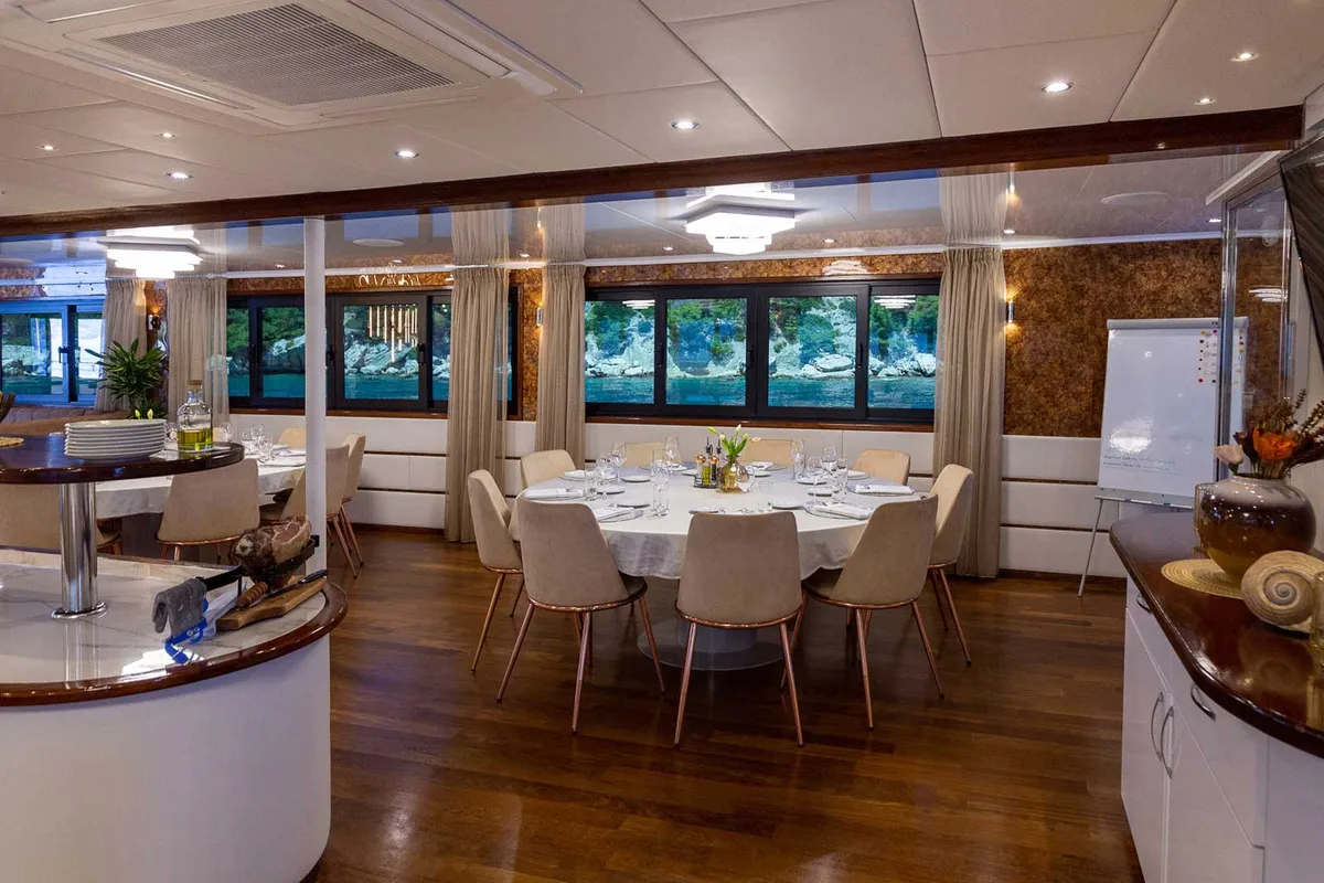 Salon of MS Avantura, a Gulet Motoryacht motor yacht at Split, Croatia