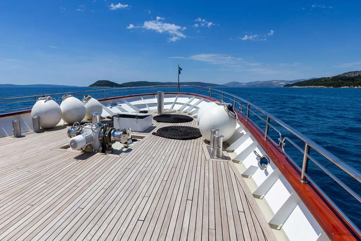 Deck of MS Avantura, a Gulet Motoryacht motor yacht at Split, Croatia