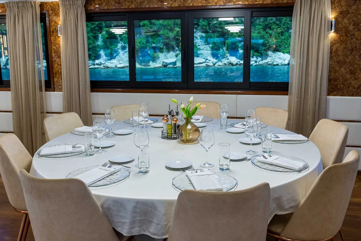 Salon of MS Avantura, a Gulet Motoryacht motor yacht at Split, Croatia
