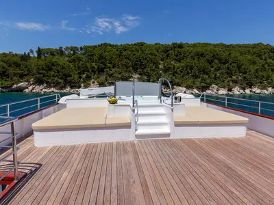 Deck of MS Avantura, a Gulet Motoryacht motor yacht at Split, Croatia