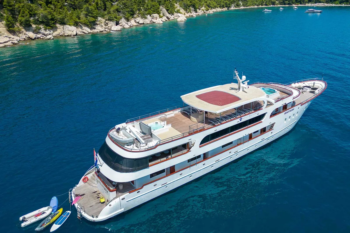 Exterior view of MS Avantura, a Gulet Motoryacht motor yacht at Split, Croatia
