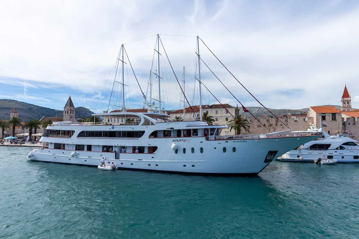 Exterior view of MS Avantura, a Gulet Motoryacht motor yacht at Split, Croatia