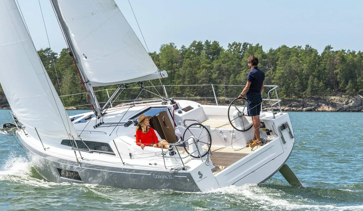 Exterior view of Petite Marie, a Beneteau Oceanis 30.1 sailboat at La Rochelle, France