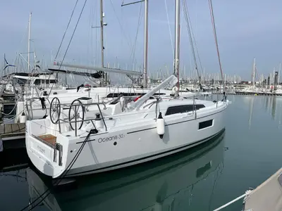 Exterior view of Petite Marie, a Beneteau Oceanis 30.1 sailboat at La Rochelle, France
