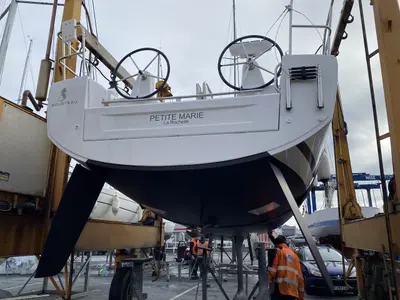 Deck of Petite Marie, a Beneteau Oceanis 30.1 sailboat at La Rochelle, France