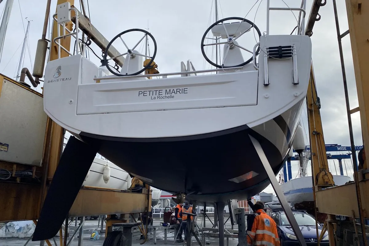 Deck of Petite Marie, a Beneteau Oceanis 30.1 sailboat at La Rochelle, France