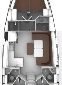 Floor plan of Diana, a Bavaria Voyager 45 sailboat at Grad Biograd na Moru, Croatia