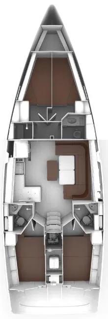 Floor plan of Diana, a Bavaria Voyager 45 sailboat at Grad Biograd na Moru, Croatia