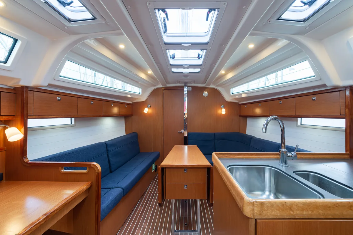 Salon of Jack Of London, a Bavaria 37 sailboat at Municipal Unit of Nea Peramos, Greece