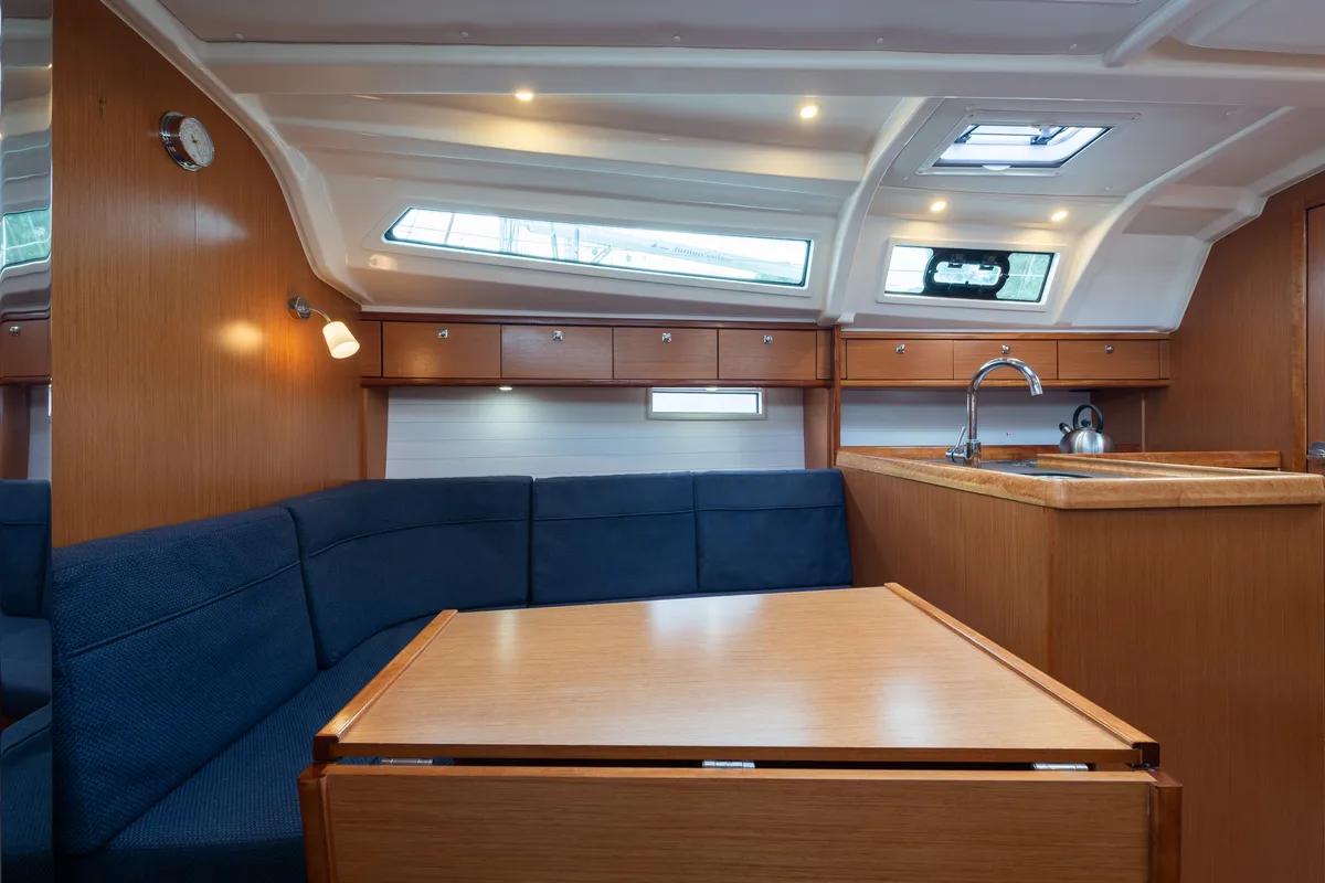 Salon of Jack Of London, a Bavaria 37 sailboat at Municipal Unit of Nea Peramos, Greece
