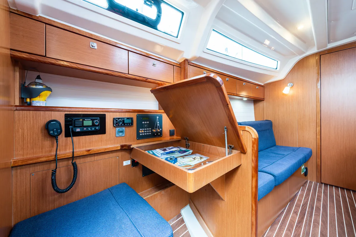 Salon of Jack Of London, a Bavaria 37 sailboat at Municipal Unit of Nea Peramos, Greece