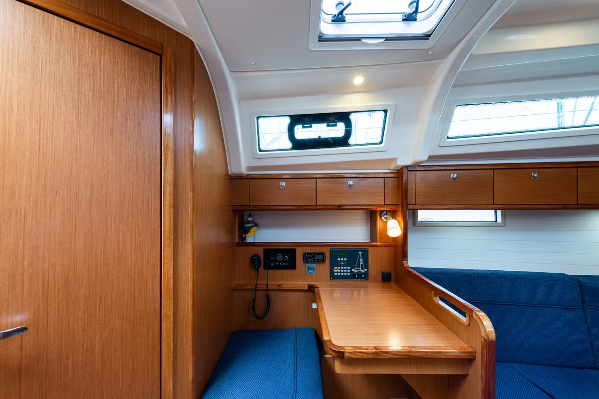Salon of Jack Of London, a Bavaria 37 sailboat at Municipal Unit of Nea Peramos, Greece