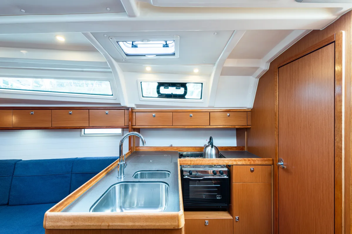 Galley of Jack Of London, a Bavaria 37 sailboat at Municipal Unit of Nea Peramos, Greece