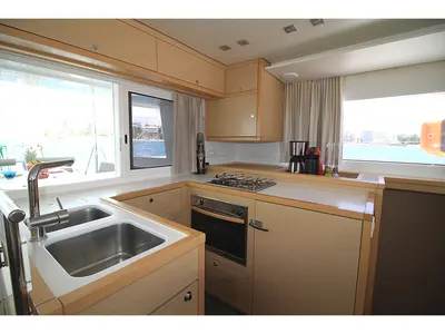 Galley of Poker Face - (A/C - Generator - Refit 2021), a Lagoon 450 Fly catamaran at Athens, Greece