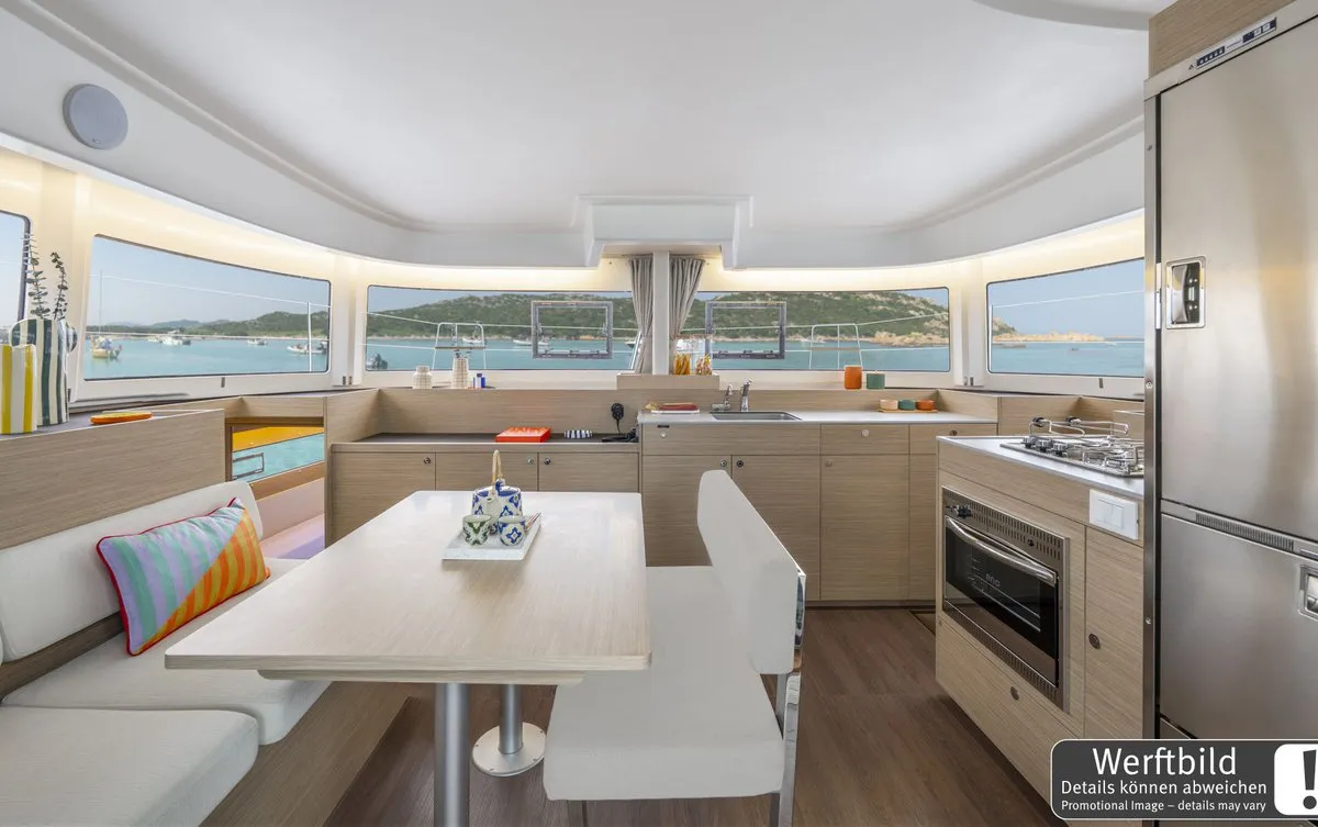 Galley of FlipFlop, a Lagoon 38 catamaran at Palma de Mallorca, Spain