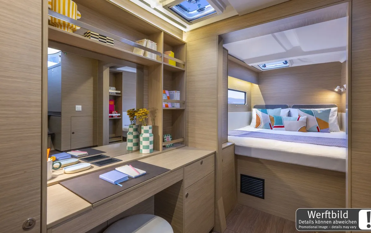 Cabin on FlipFlop, a Lagoon 38 catamaran at Palma de Mallorca, Spain