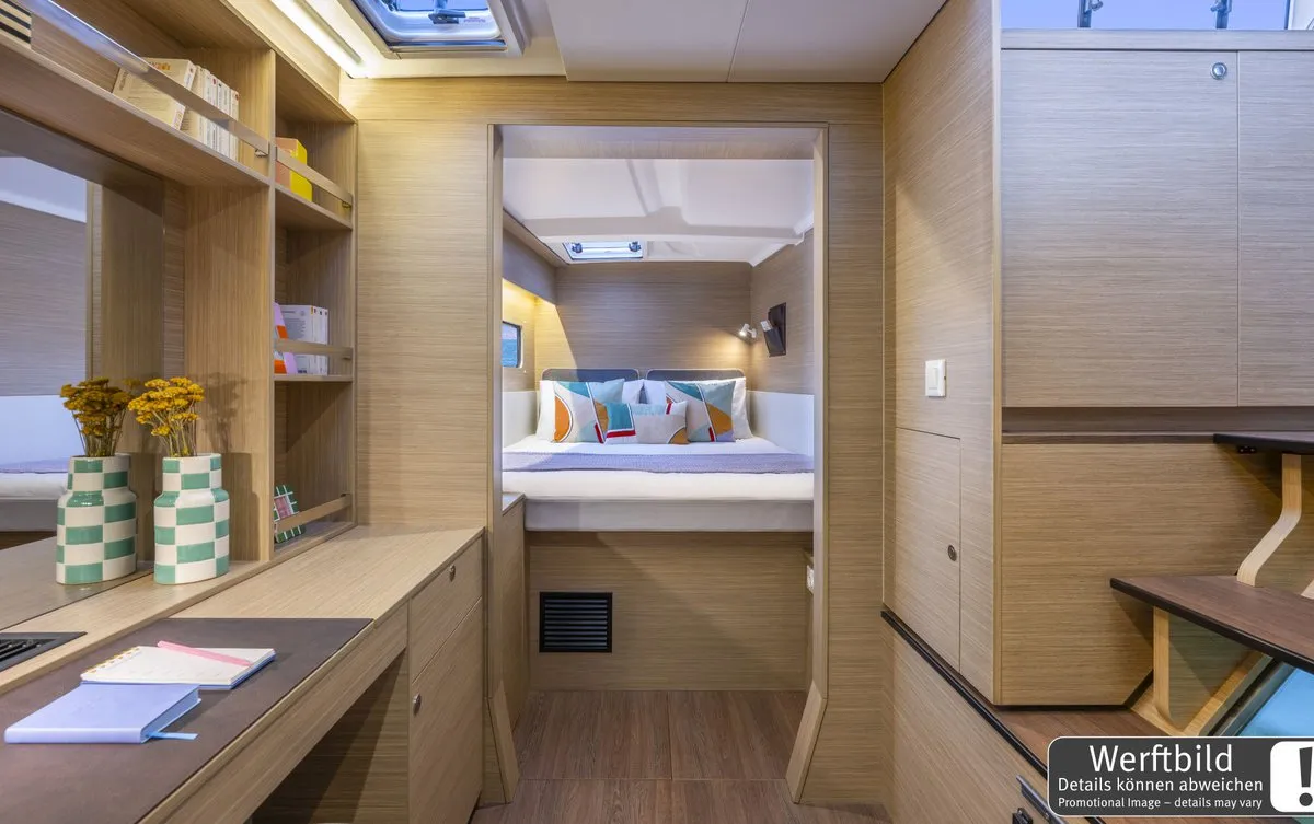 Cabin on FlipFlop, a Lagoon 38 catamaran at Palma de Mallorca, Spain
