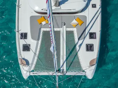 Deck of FlipFlop, a Lagoon 38 catamaran at Palma de Mallorca, Spain