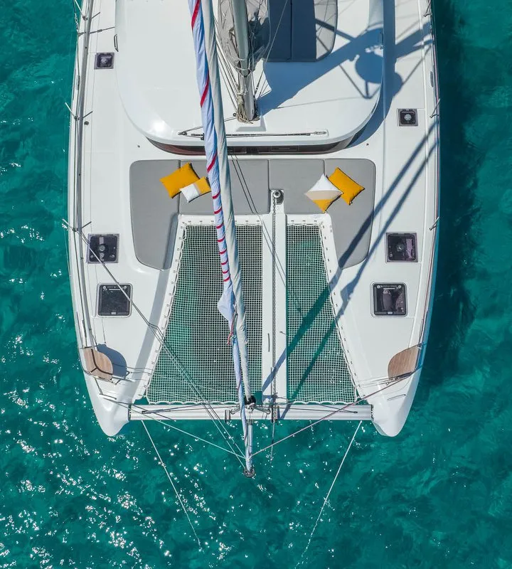 Deck of FlipFlop, a Lagoon 38 catamaran at Palma de Mallorca, Spain